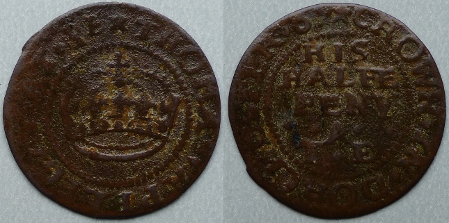 Dorchester, Thomas Applegat 1669 halfpenny Dorchester, Thomas Applegat 1669 halfpenny